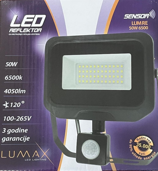 Lumax LUMRE-50W LED reflektor sa senzorom pokreta, 50 W