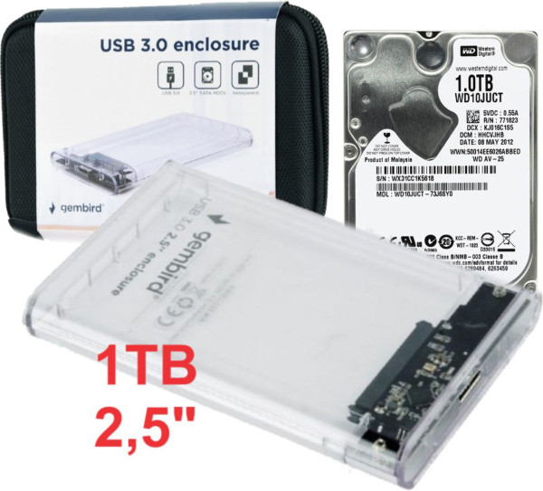 WD WD10JUCT 1TB HDD i Gembird EE2-U3S9-6 USB 3.0 kućište