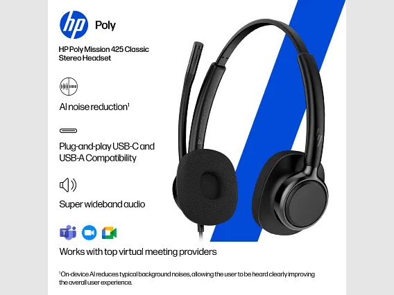 HP Poly Mission 425 Classic USB-C stereo slušalice sa mikrofonom